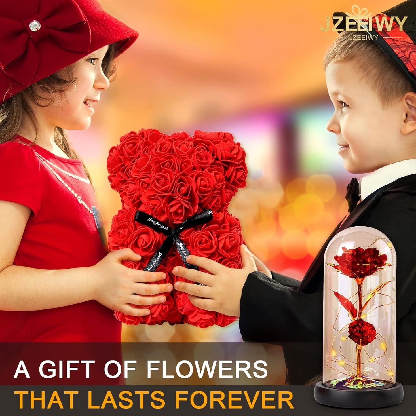 Flower Rose Bear for Mom,Perfect Birthday Romantic Gift for Wife Daughter Girlfriend Friend Her,Light up Rose in Glass Dome for Birthday Anniversary Mothers Day Valentines Day