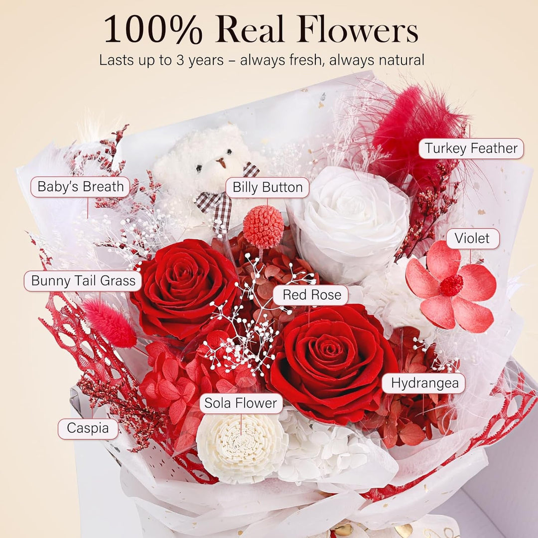 Preserved Flowers Bouquet with Bea