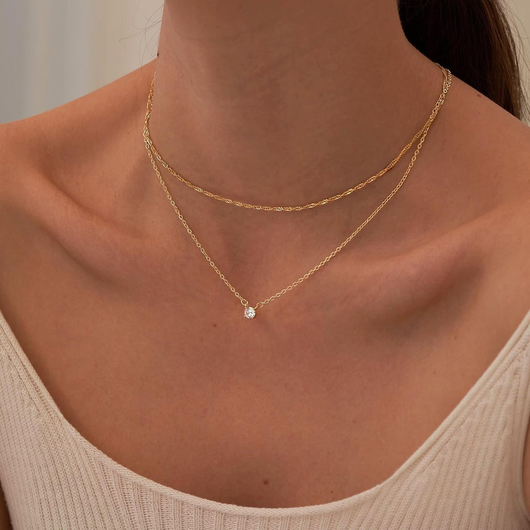 14K Gold Plated Layering Necklace