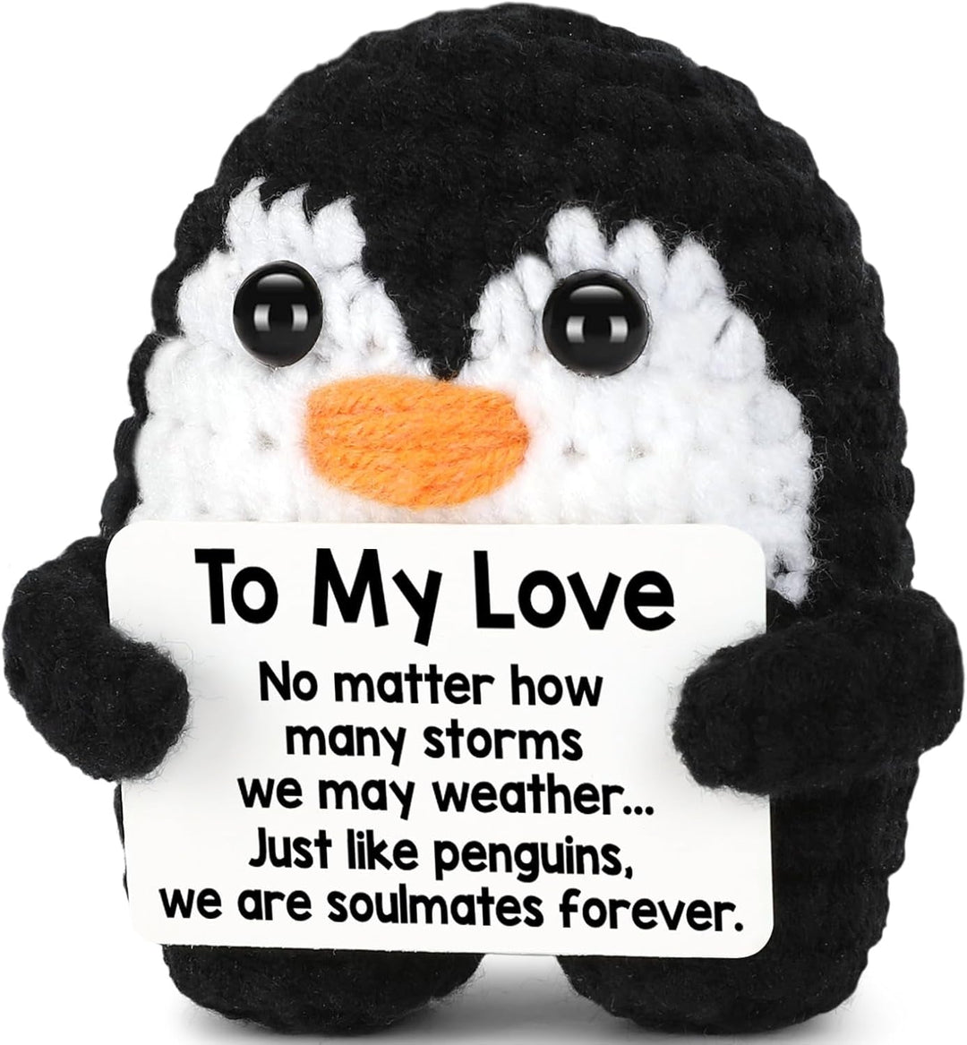 Gifts for Him Her Boyfriend Girlfriend Birthday Christmas, to My Love Handmade Crochet Penguin, Wedding Anniversary Valentines Gift for Women Men, Romantic I Love You Gift for Couples Wife Husband