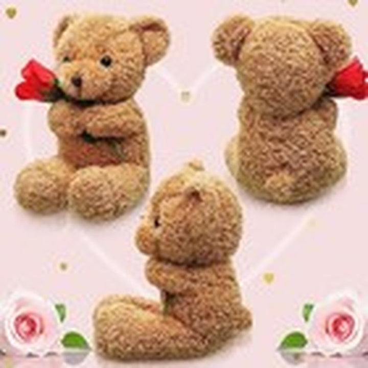 Bear Stuffed Animal Gift with Rose Funny Cute Bear Stuffed Animal Plush Beige