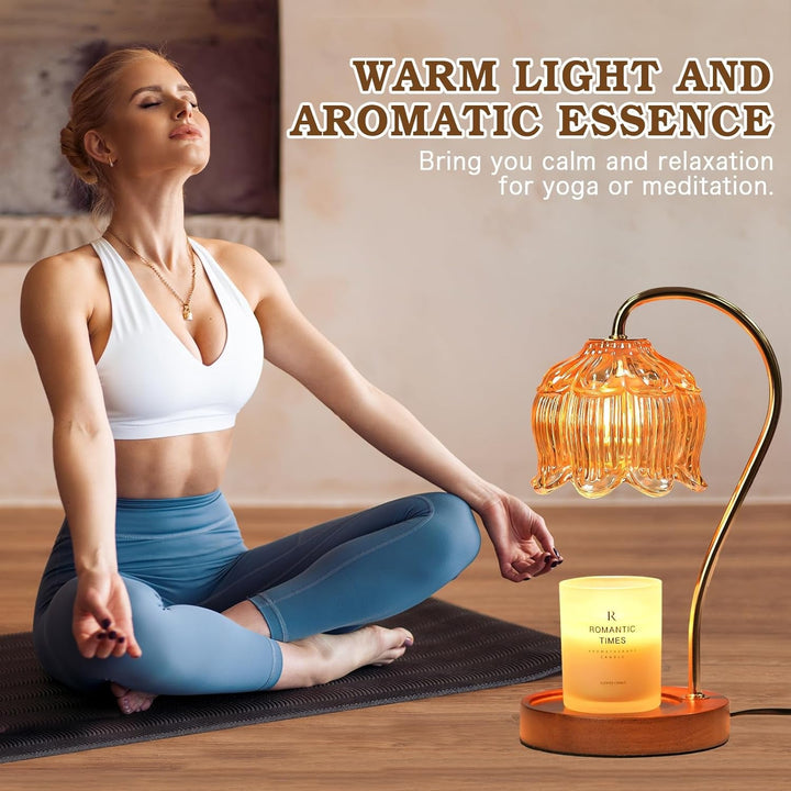 Flower Candle Warmer Lamp with Timer, Dimmable Candle Lamp Warmer, Valentines Birthday Gift for Women Her Mom, House Warming for New Home Decor, Lotus Wax Warmer for Jar Candles
