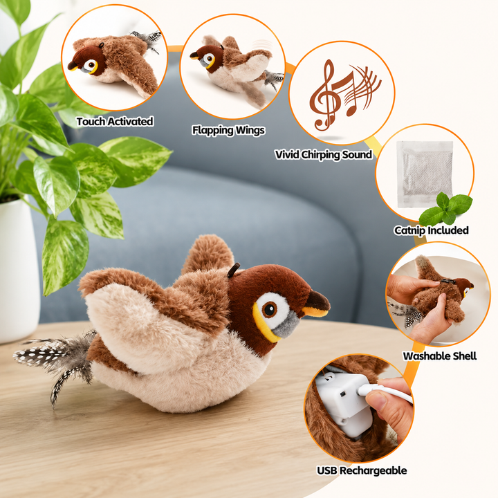 Plush Bird Cat Toy