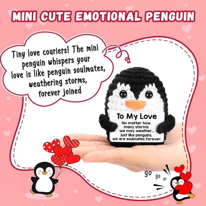Gifts for Him Her Boyfriend Girlfriend Birthday Christmas, to My Love Handmade Crochet Penguin, Wedding Anniversary Valentines Gift for Women Men, Romantic I Love You Gift for Couples Wife Husband