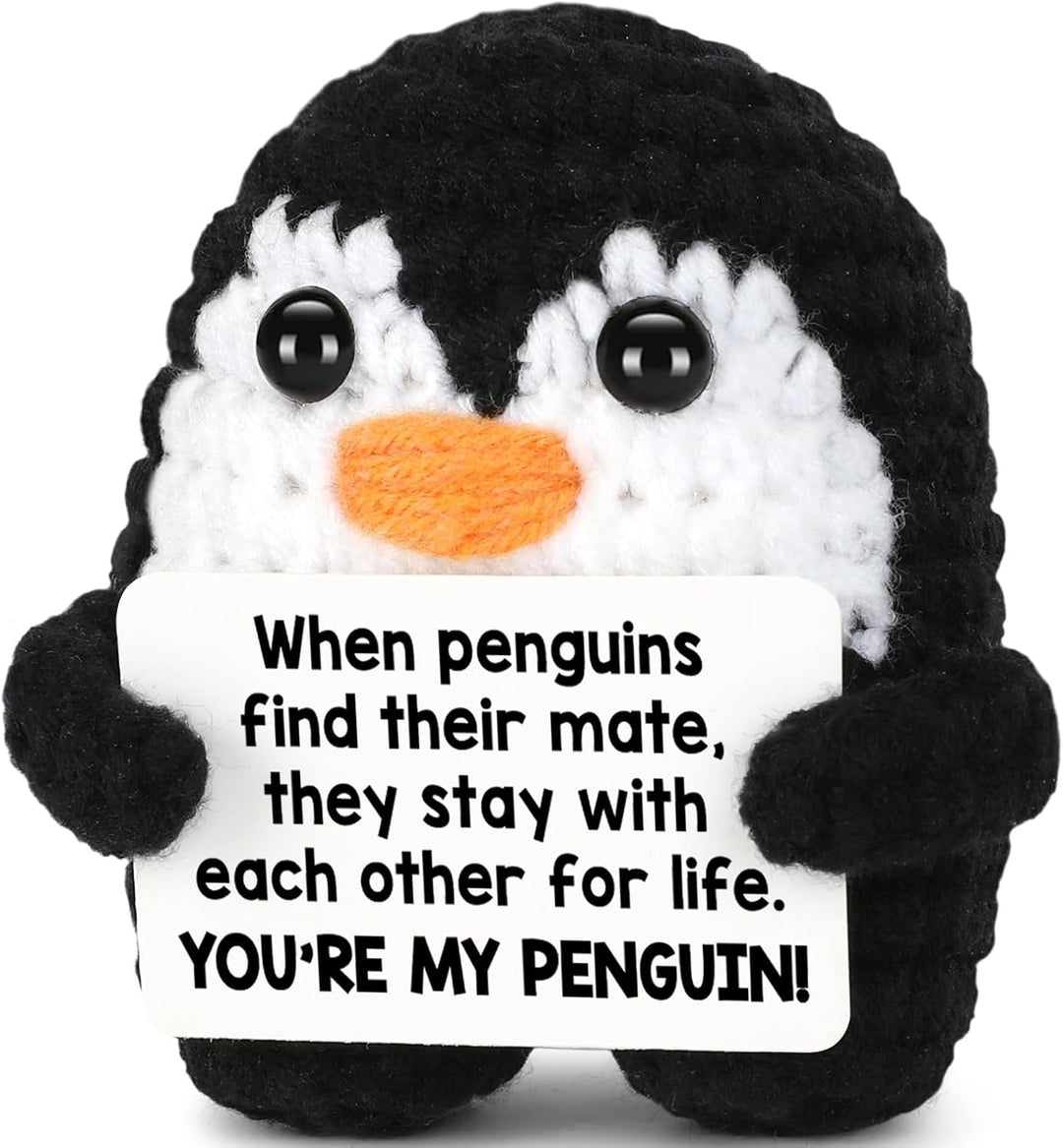 Gifts for Him Her Boyfriend Girlfriend Birthday Christmas, to My Love Handmade Crochet Penguin, Wedding Anniversary Valentines Gift for Women Men, Romantic I Love You Gift for Couples Wife Husband