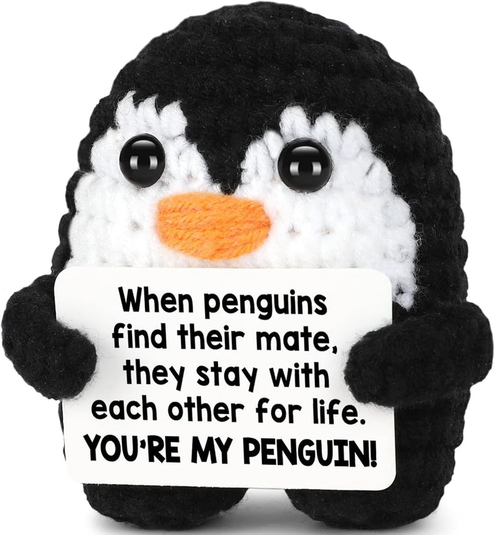 Gifts for Him Her Boyfriend Girlfriend Birthday Christmas, to My Love Handmade Crochet Penguin, Wedding Anniversary Valentines Gift for Women Men, Romantic I Love You Gift for Couples Wife Husband