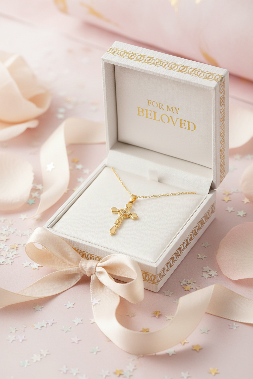 Gold Cross Necklace Gift Packaging
